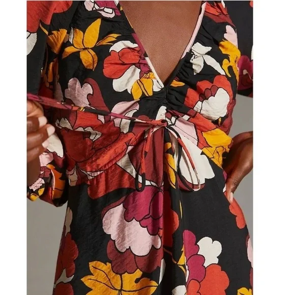 Maeve by Anthropologie Deep-V Ruched Midi Dress - Picture 4 of 9